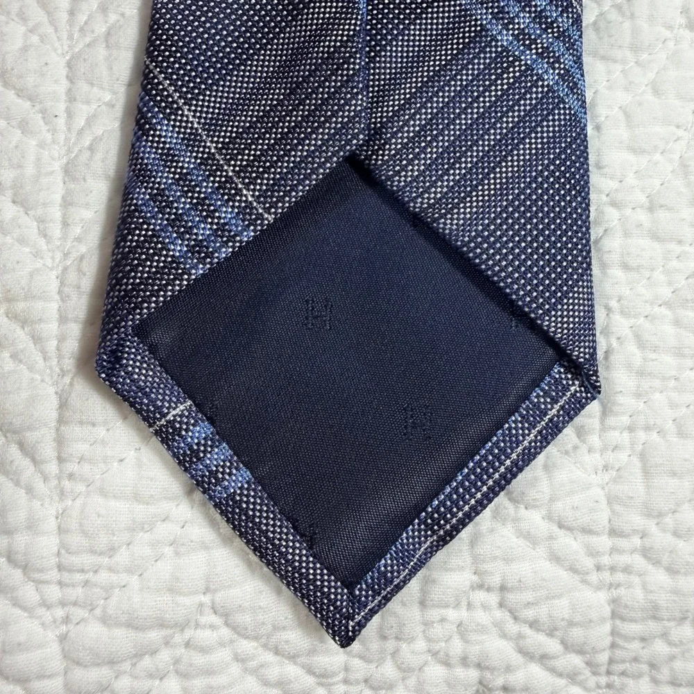 Tommy Hilfiger Necktie Men's Blue Preppy Designer Plaid Silk Blend 58